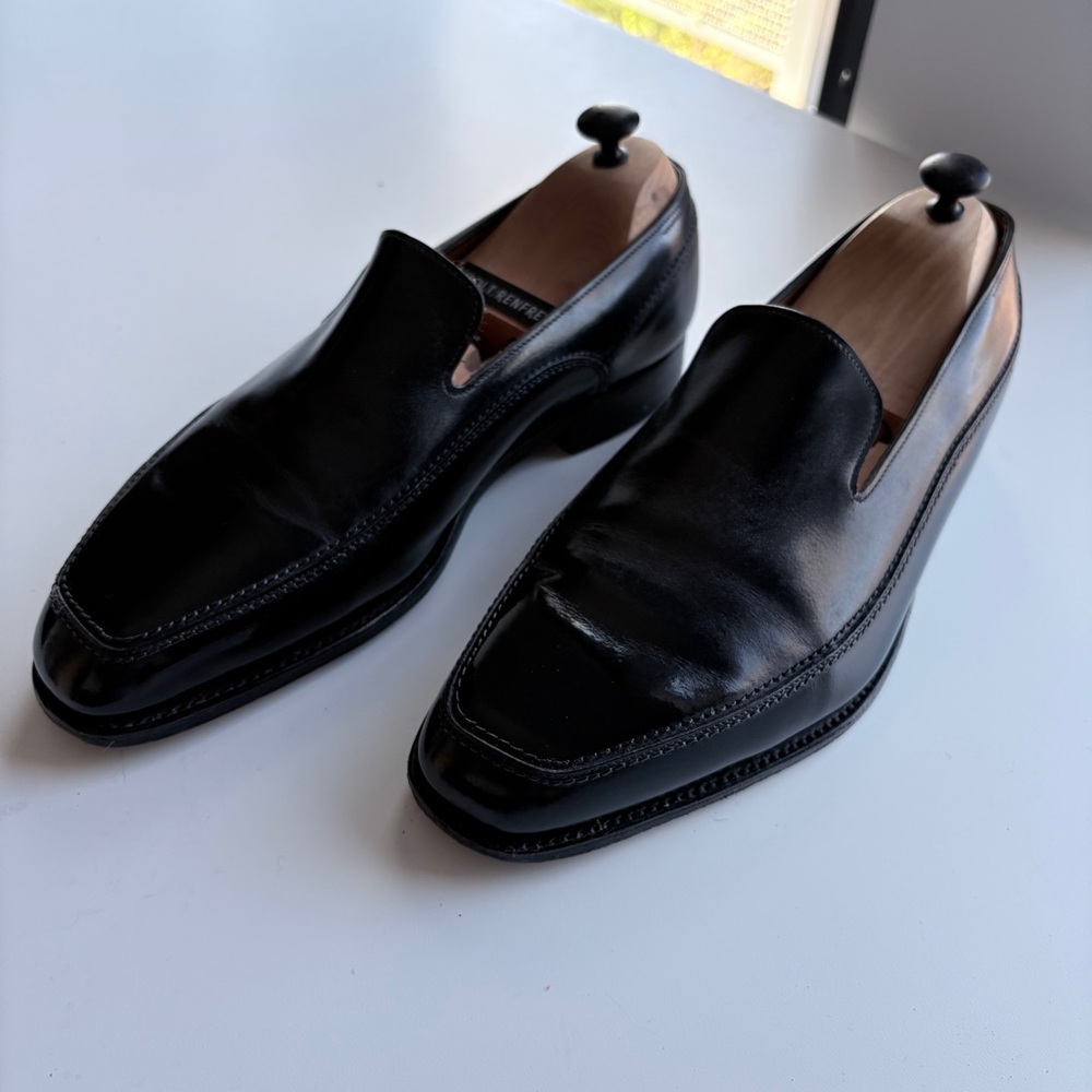 John Lobb  Berkshire Black Leather Men's Slip-On Loafers